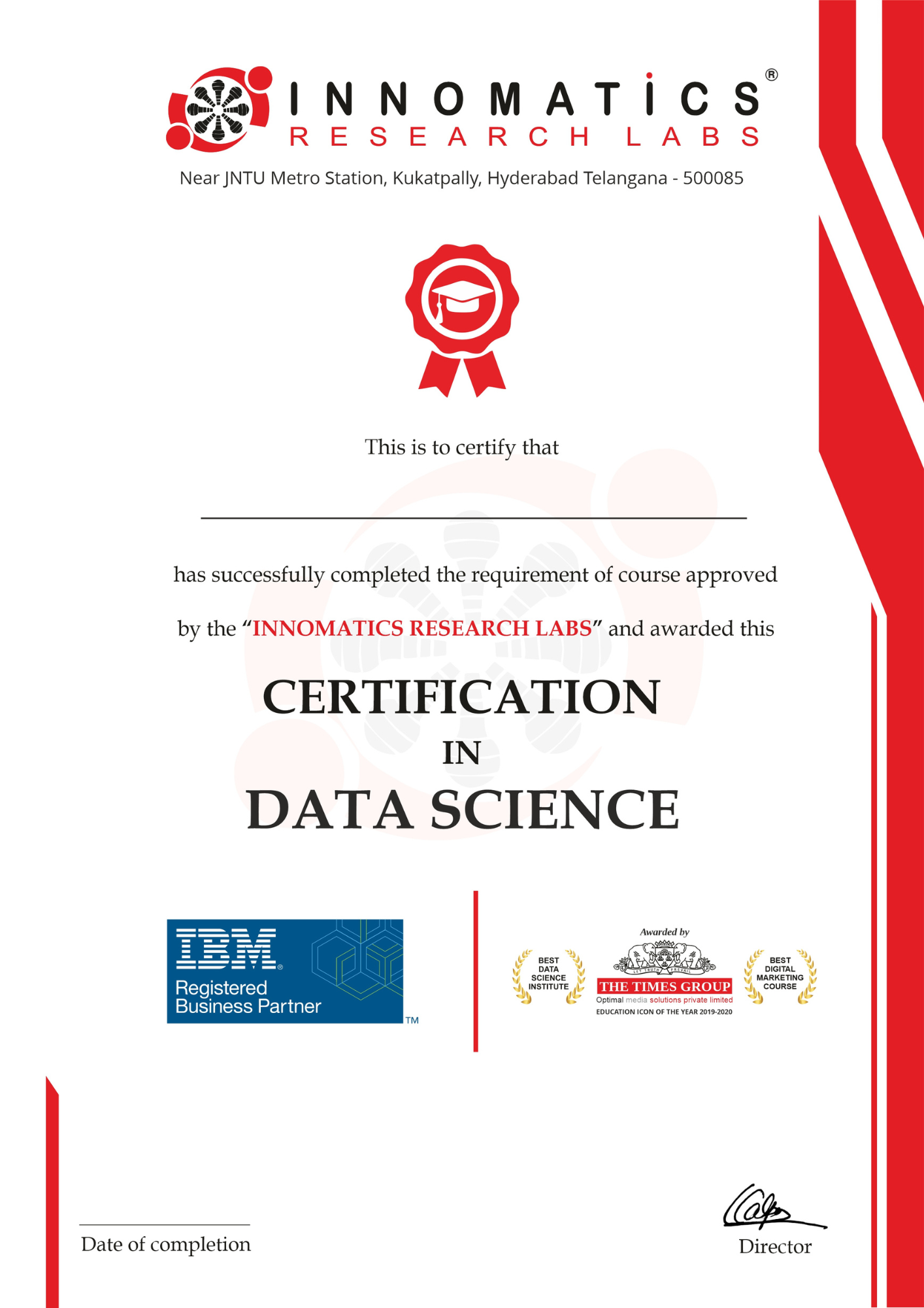 Course completion certificate Innomatics Course completion certificate<br />